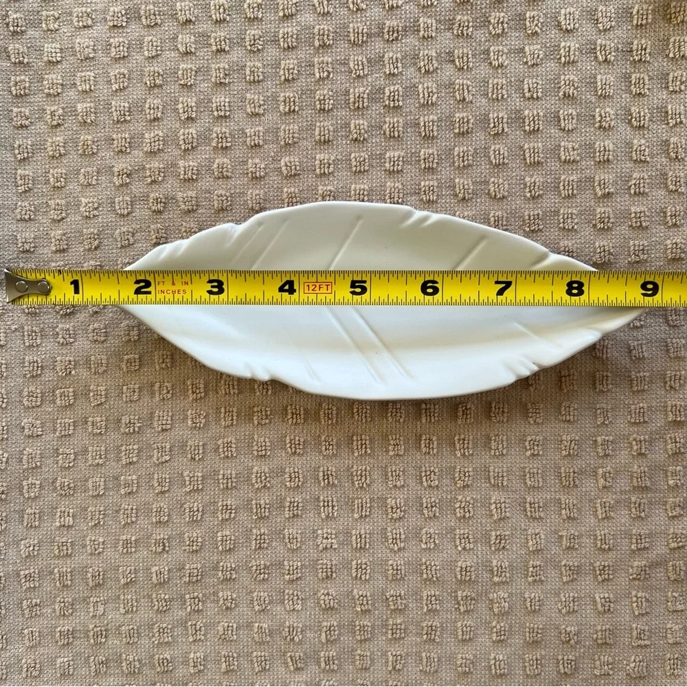 West Elm White Leaf Ceramic Decor Trinket Dish